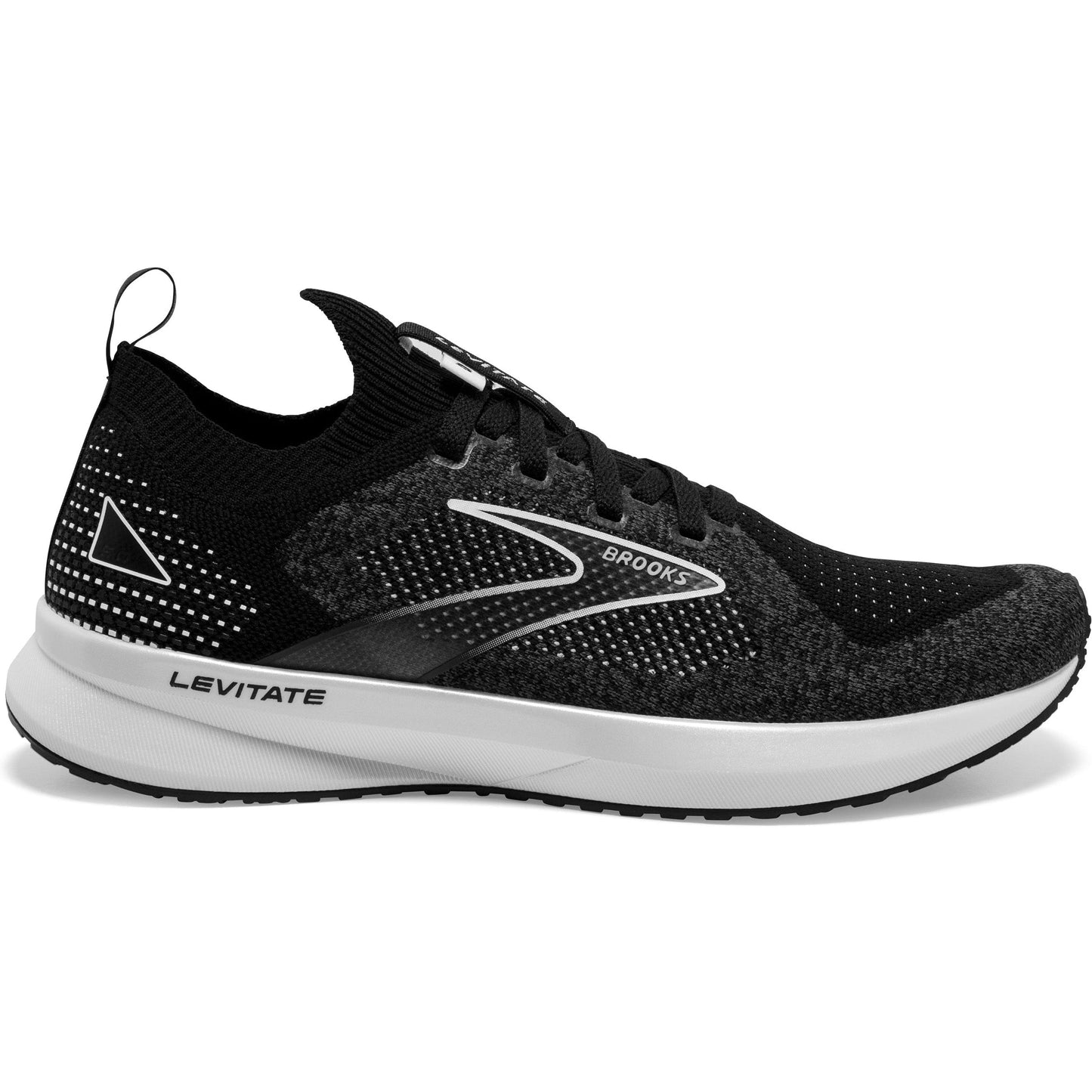 Women's Brooks Levitate Stealthfit 5, Black/Grey/White, 8 B Medium