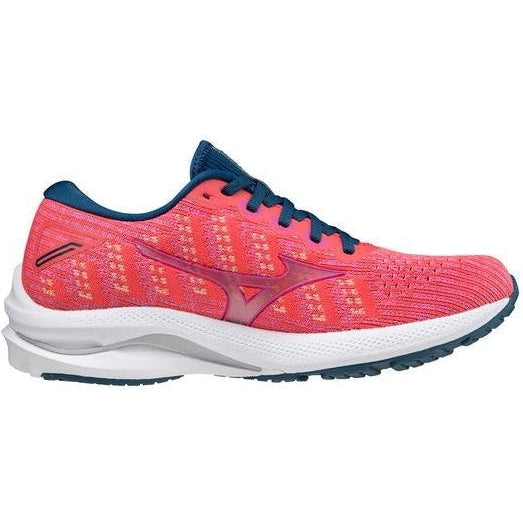 Women's Mizuno Wave Rider 25 Waveknit, Cayenne/Phlox Pink, 8 B Medium