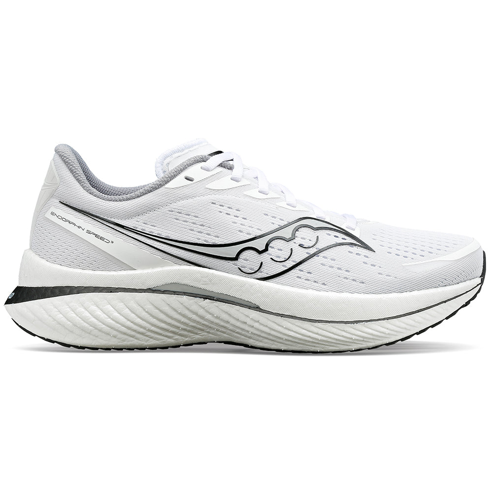 Women's Saucony Endorphin Speed 3, White/Black, 9 B Medium