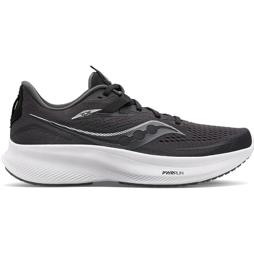 Women's Saucony Ride 15, Black/White, 8.5 D Wide