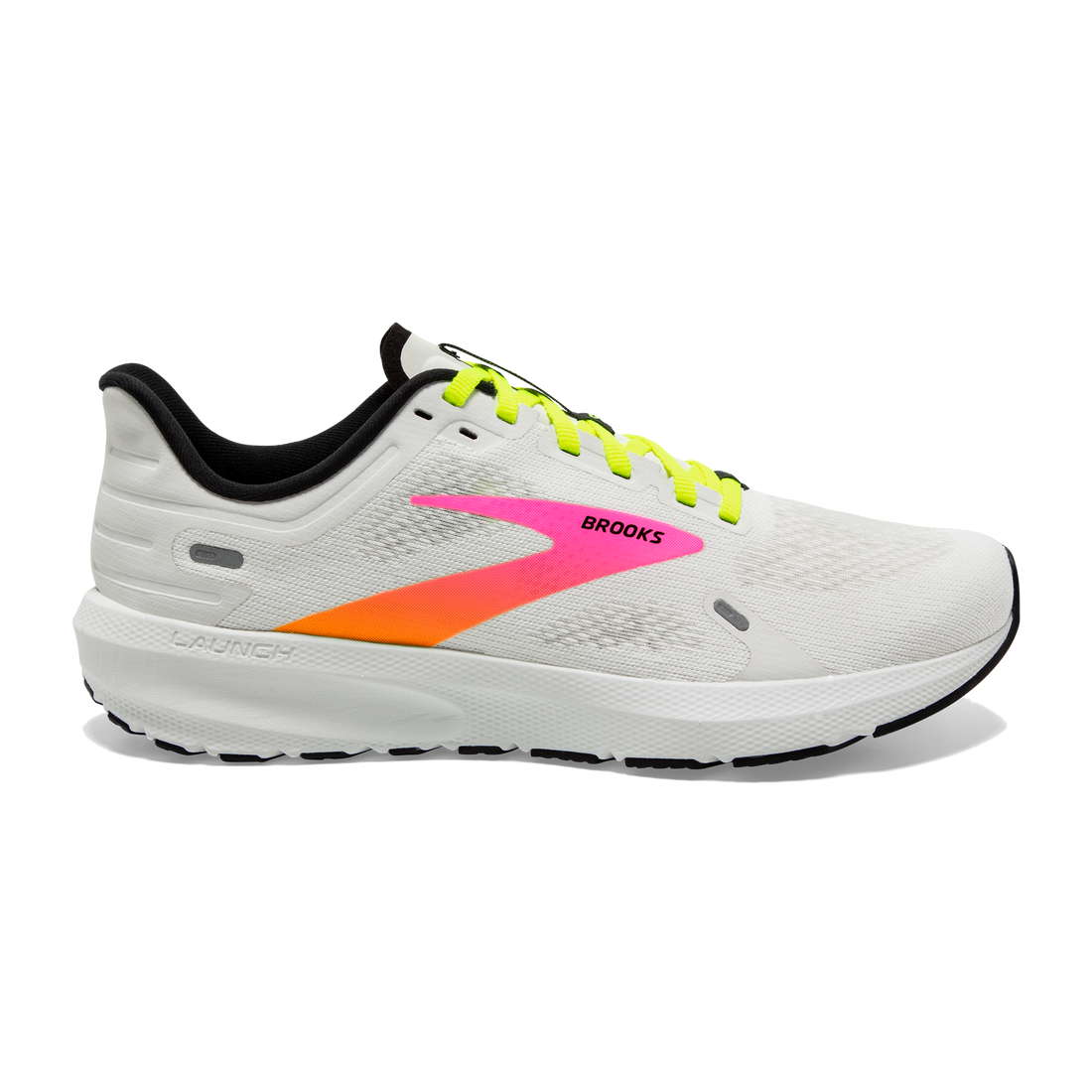 Men's Brooks Launch 9, White/Pink/Nightlife, 12 D Medium