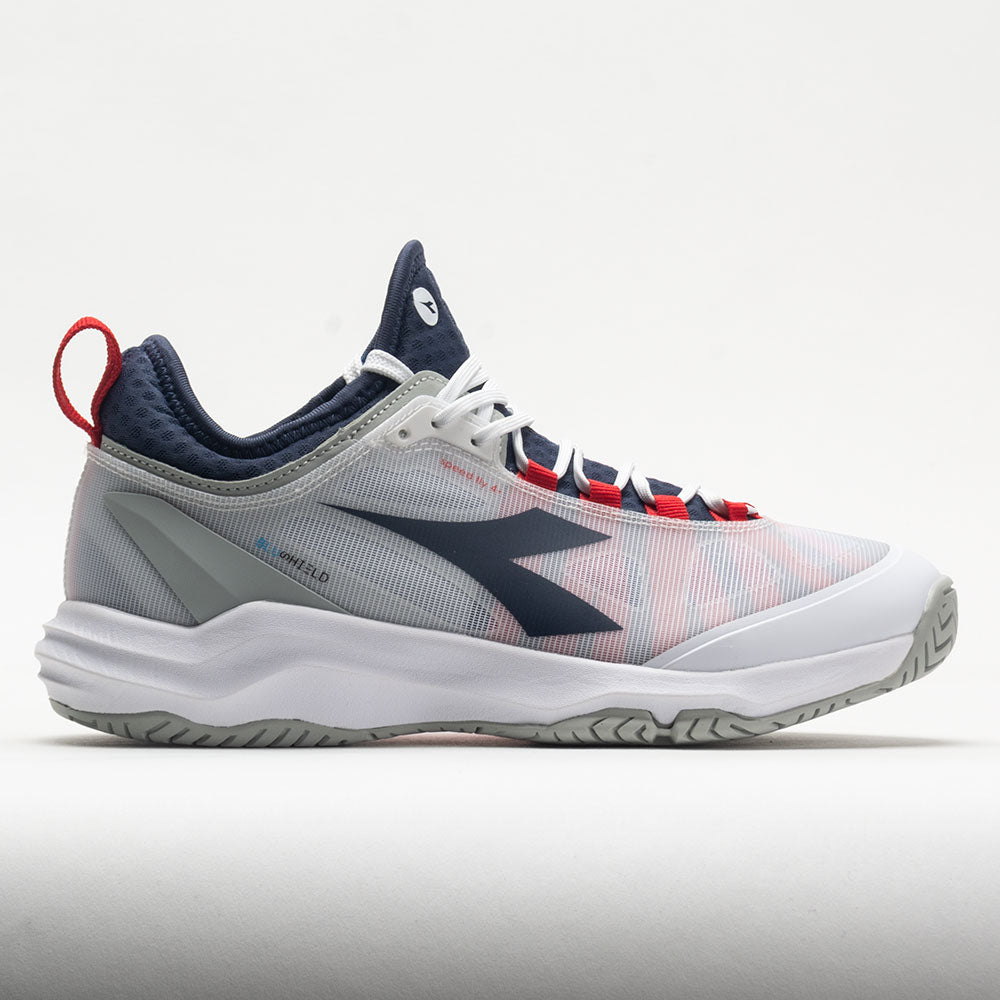 Diadora Blushield Fly 4+ Men's White/Blue Corsair/Fiery Red