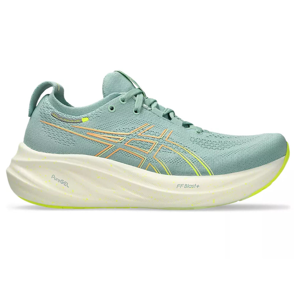 Women's Asics GEL-Nimbus 26, Light Celadon/Safety Yellow, 10.5 B Medium