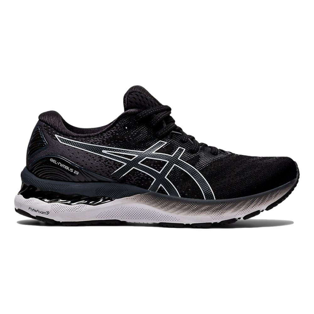 Women's Asics Gel-Nimbus 23, Black/White, 7 D Wide