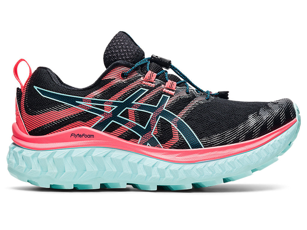 Women's Asics Trabuco Max, Black/Blazing Coral, 10 B Medium