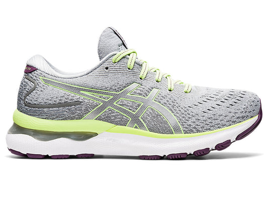 Women's Asics Gel-Nimbus 24, Piedmont Grey/Lime Green, 8.5 B Medium