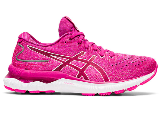 Women's Asics Gel-Nimbus 24, Fuchsia Red/White, 10 B Medium