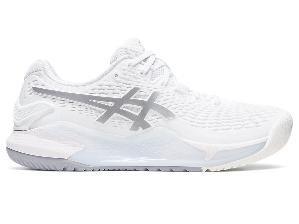Women's Asics Gel-Resolution 9, White/Pure Silver, 7 B Medium