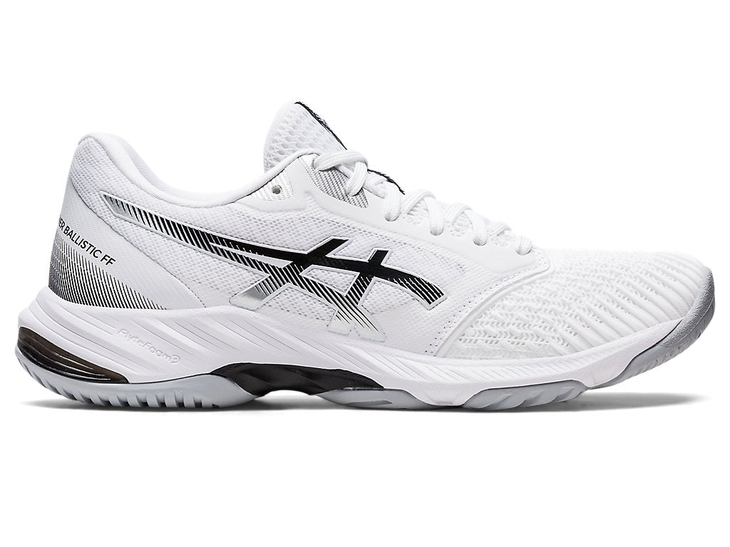 Women's Asics Netburner Ballistic FF 3, White/Black, 6 B Medium