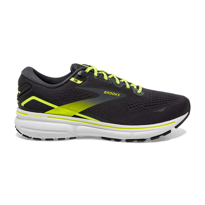 Men's Brooks Ghost 15, Ebony/White/Nightlife, 13 D Medium