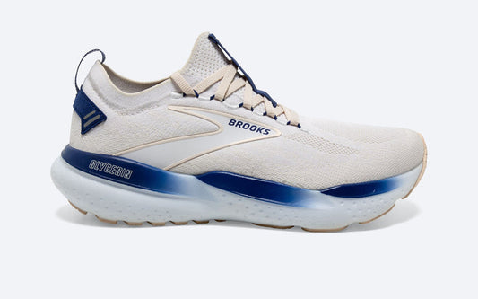 Men's Brooks Glycerin StealthFit 21, White/Marshmallow/Blue, 13 D Medium