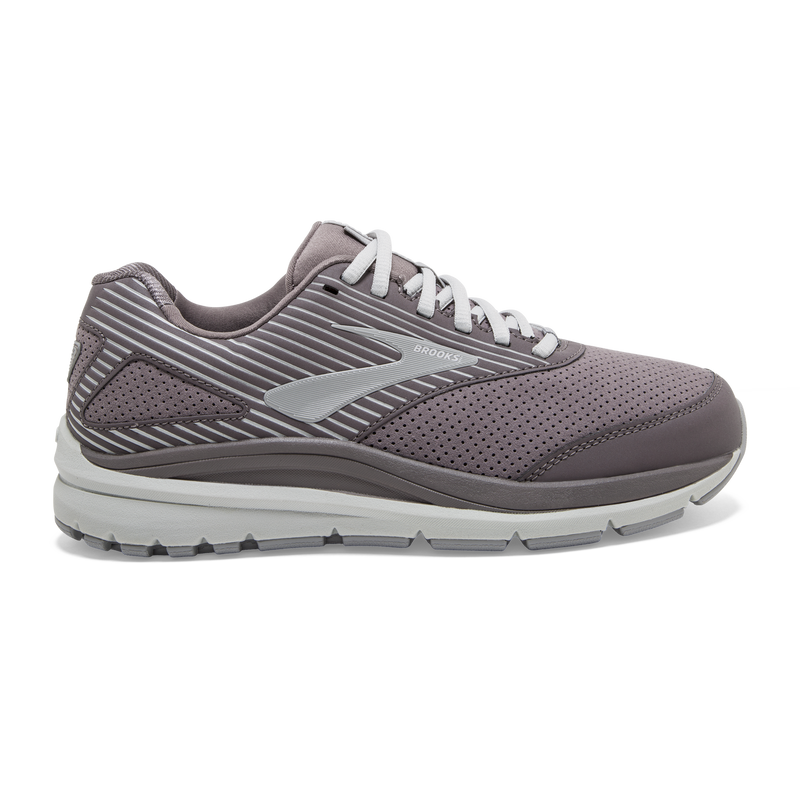 Women's Brooks Addiction Walker Suede, Shark/Alloy/Oyster, 9 2E Extra Wide