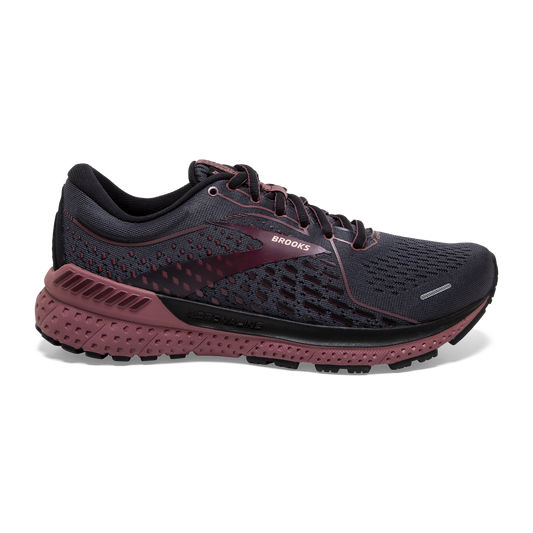 Women's Brooks Adrenaline GTS 21, Black/Blackened Pearl/Nocturne, 10 D Wide