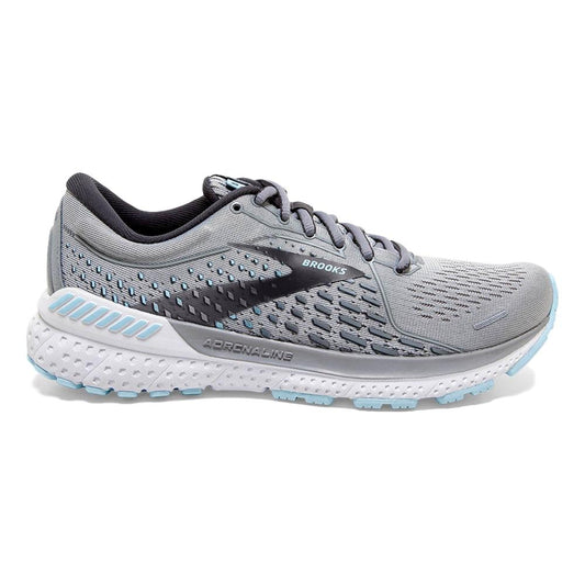 Women's Brooks Adrenaline GTS 21, Oyster/Alloy/Light Blue, 7.5 2A Narrow