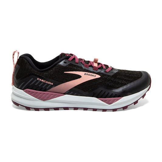 Women's Brooks Cascadia 15, Black/Ebony/Coral Cloud, 9 B Medium