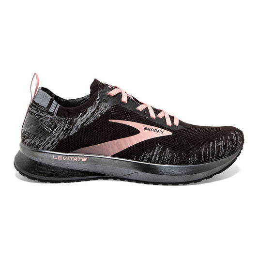 Women's Brooks Levitate 4, Black/Grey/Coral Cloud, 9 B Medium