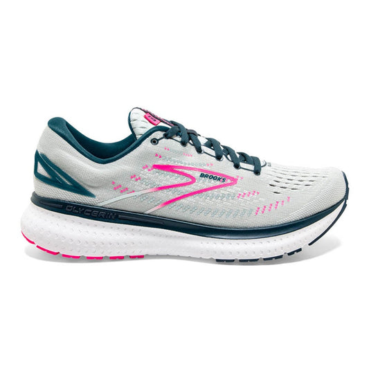Women's Brooks Glycerin 19, Ice Flow/Navy/Pink, 10.5 B Medium