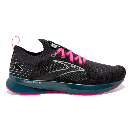 Women's Brooks Levitate StealthFit 5, Black/Blue/Pink, 9.5 B Medium