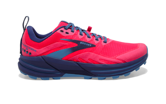 Women's Brooks Cascadia 16, Pink/Flambe/Cobalt, 7 B Medium