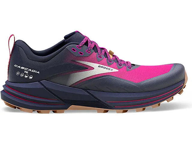 Women's Brooks Cascadia 16, Peacoat/Pink/Biscuit, 10.5 B Medium
