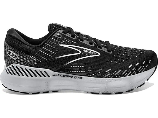 Women's Brooks Glycerin GTS 20, Black/White/Alloy, 11.5 B Medium