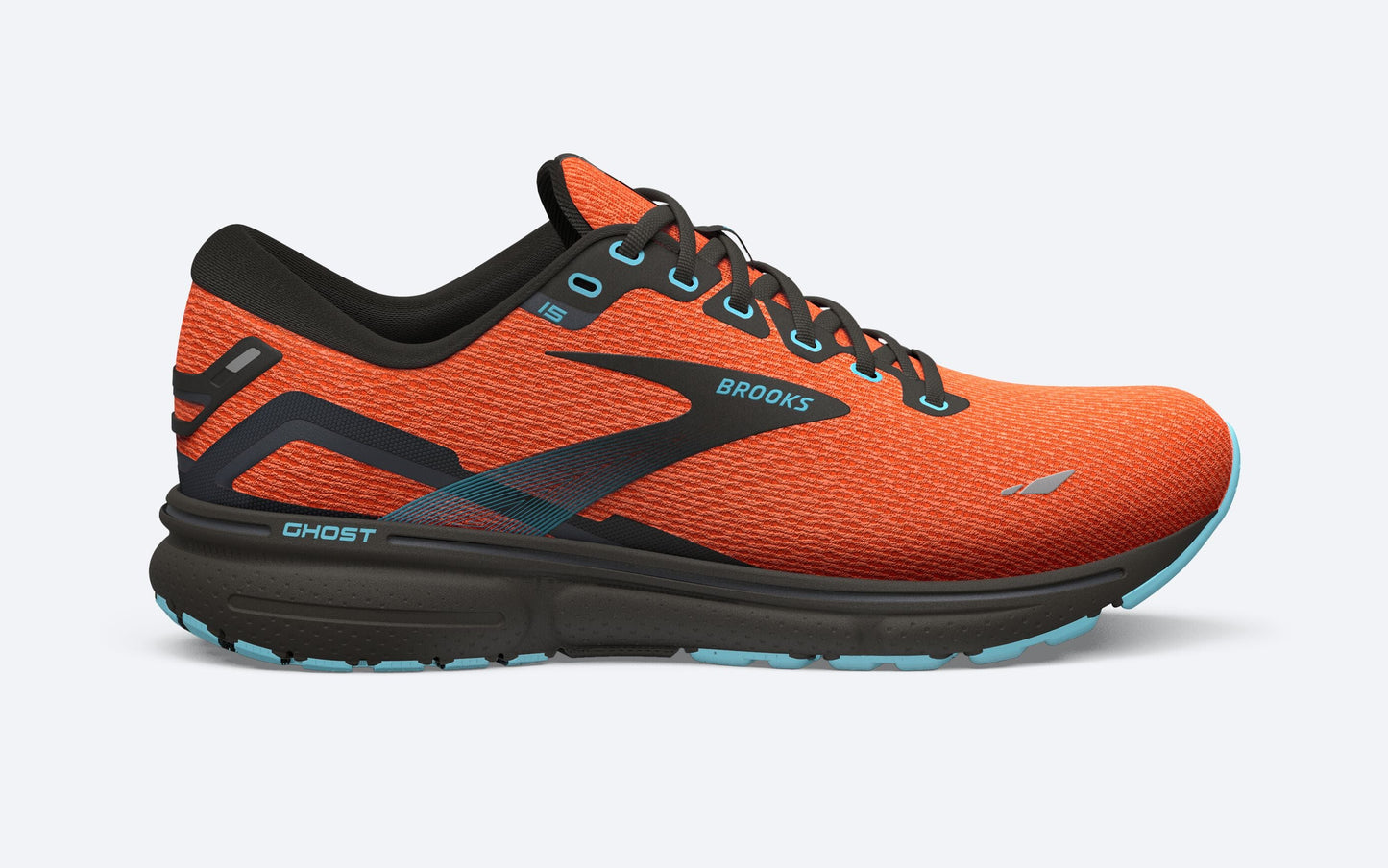 Women's Brooks Ghost 15, Coral/Black/Blue, 7.5 B Medium