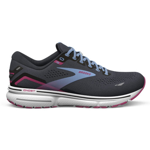 Women's Brooks Ghost 15, Ebony/Open Air/Lilac Rose, 6 B Medium