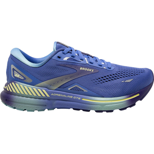 Women's Brooks Adrenaline GTS 23, Baja Blue/Wisteria/Yellow Lime, 10 B Medium