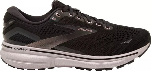 Women's Brooks Ghost 15, Black/Rose Gold, 10 B Medium
