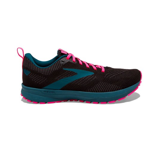 Women's Brooks Revel 5, Black/Blue/Pink, 11 B Medium