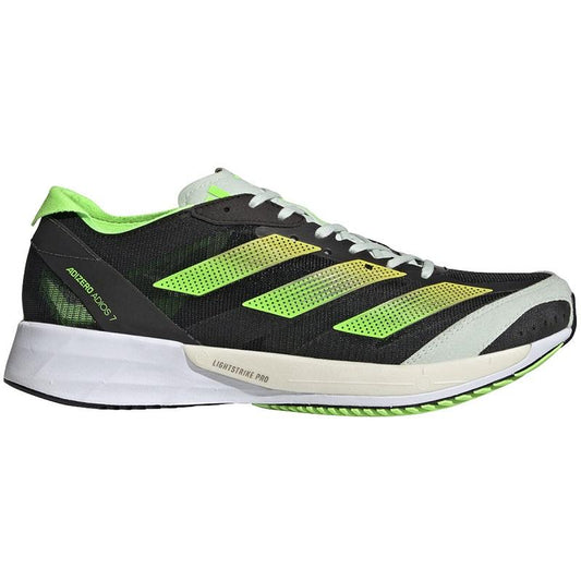 Women's Adidas Adizero Adios 7, Core Black/Beam Yellow/Solar Green, 8 B Medium