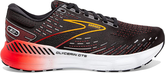 Men's Brooks Glycerin GTS 20, Black/Blackened Pearl/Fiery Red, 8.5 D Medium