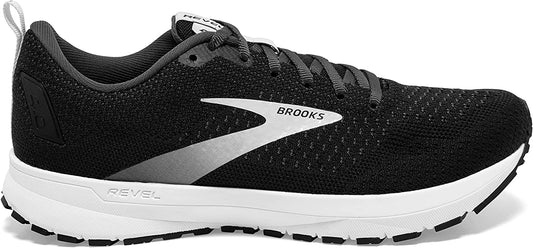 Women's Brooks Revel 4, Black/White, 6 B Medium