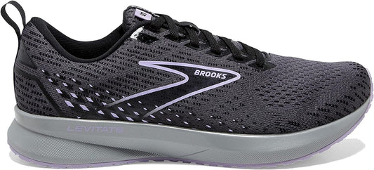 Women's Brooks Levitate 5, Ebony/Black/Lilac, 9.5 B Medium