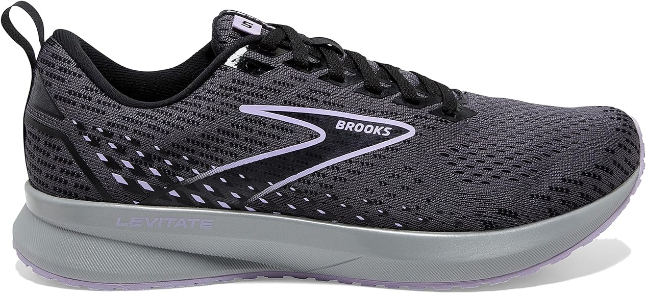Women's Brooks Levitate 5, Ebony/Black/Lilac, 10 B Medium