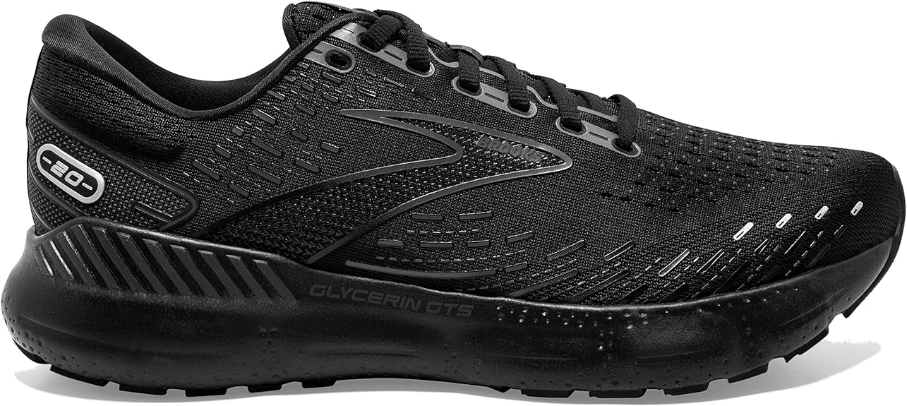 Men's Brooks Glycerin GTS 20, Black/Black/Ebony, 10.5 2E Wide