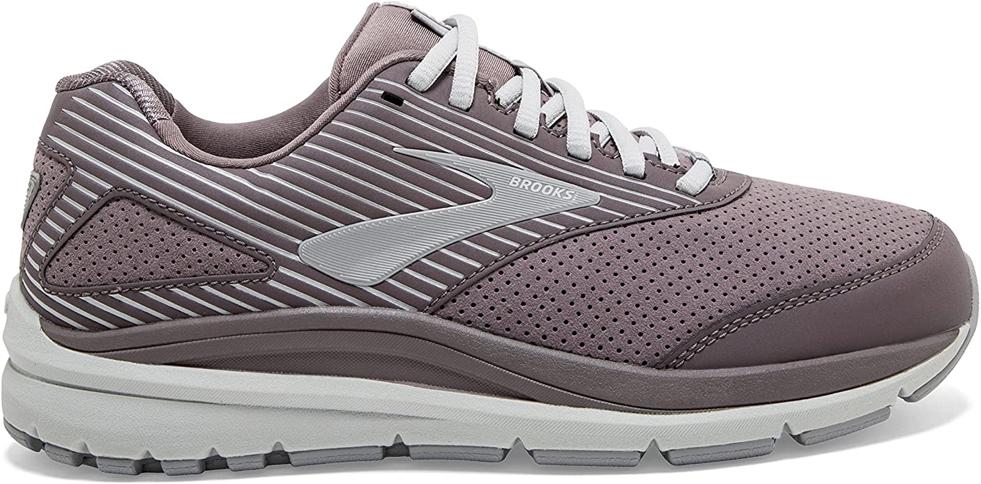 Women's Brooks Addiction Walker Suede, Shark/Alloy/Oyster, 9 B Medium