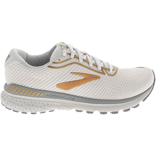 Women's Brooks Adrenaline GTS 20, White/Grey/Gold, 5.5 B Medium