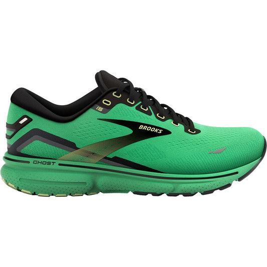Men's Brooks Ghost 15, Green/Black/Sharp Green, 12.5 D Medium