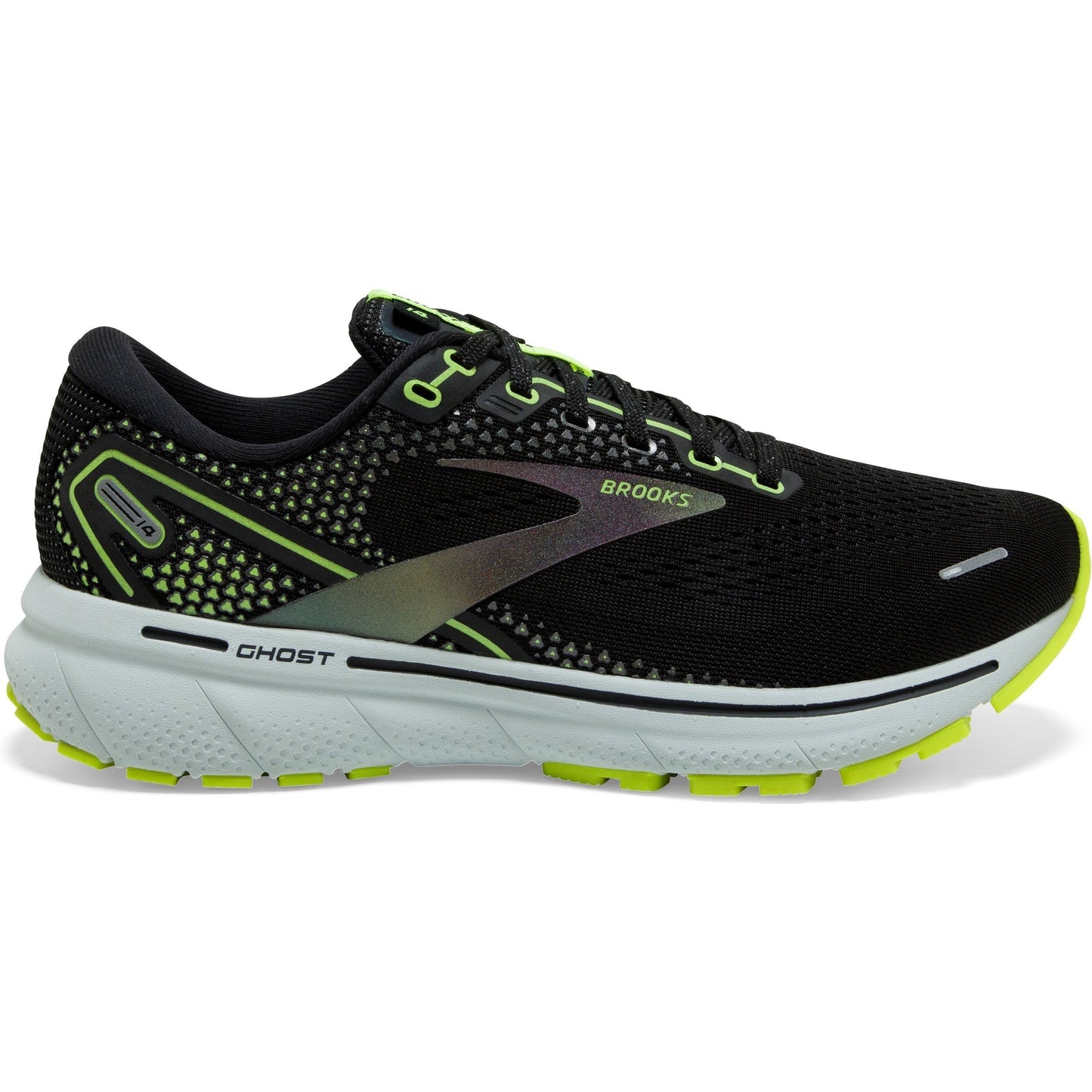 Men's Brooks Ghost 14, Black/Nightlife/Spa Blue, 11 D Medium