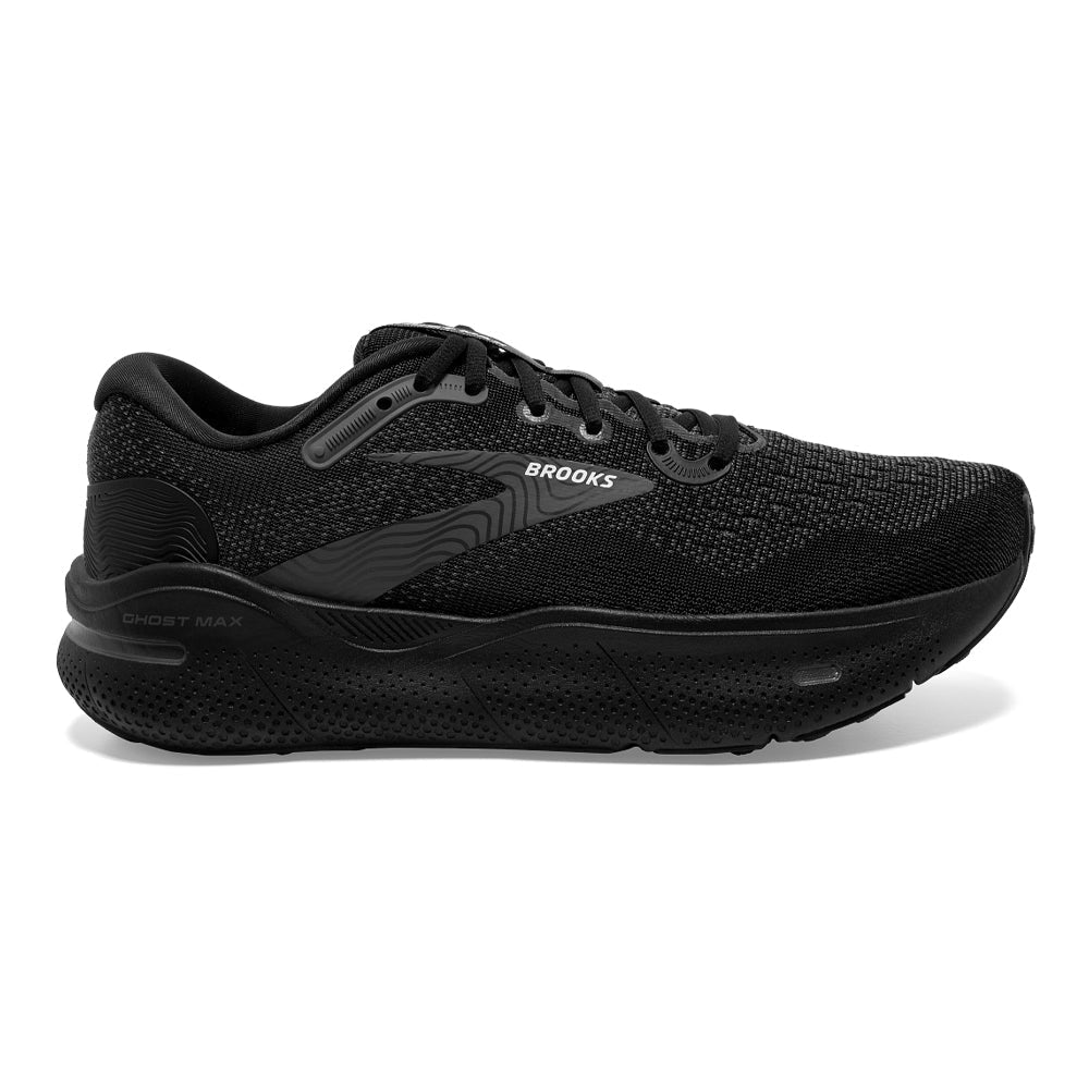 Men's Brooks Ghost Max, Black/Black/Ebony, 8 4E Extra Wide