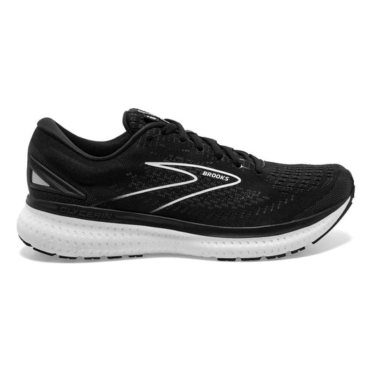 Men's Brooks Glycerin 19, Black/White, 12 2E Wide