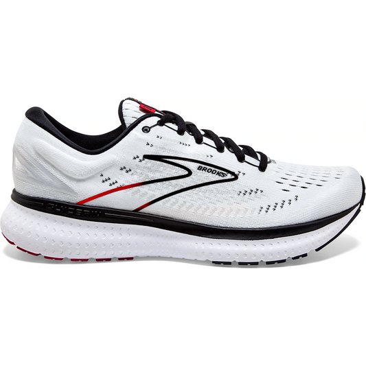 Men's Brooks Glycerin 19, White/Black/Red, 12 D Medium
