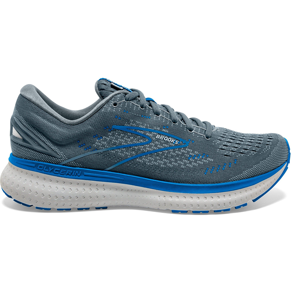 Men's Brooks Glycerin 19, Quarry/Grey/Dark Blue, 10 D Medium