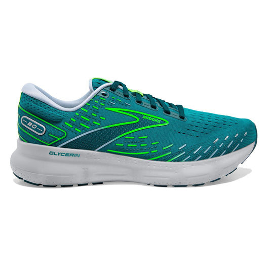 Men's Brooks Glycerin 20, Kayaking/Heron/Green Gecko, 10.5 D Medium