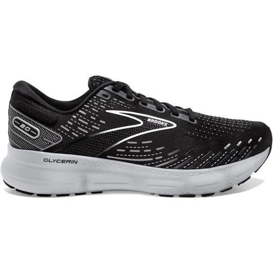 Men's Brooks Glycerin 20, Black/White/Alloy, 12 D Medium