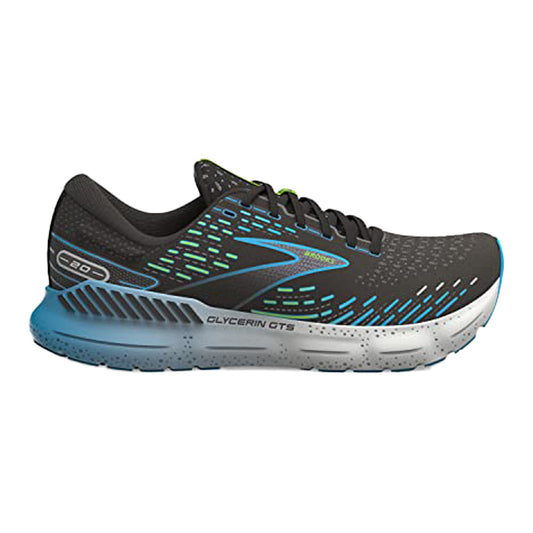 Men's Brooks Glycerin GTS 20, Black/Hawaiian Ocean/Green, 9.5 D Medium