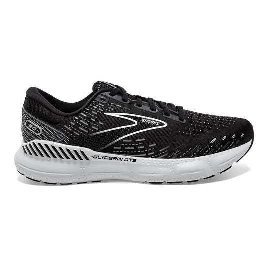 Men's Brooks Glycerin GTS 20, Black/White/Alloy, 11 2E Wide