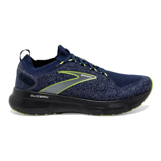 Men's Brooks Glycerin StealthFit 20, Blue/Ebony/Lime, 11.5 D Medium