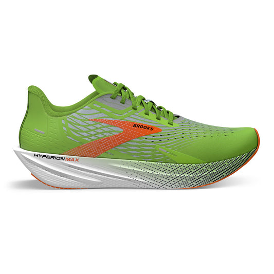 Men's Brooks Hyperion Max, Green Gecko/Red Orange/White, 8.5 D Medium